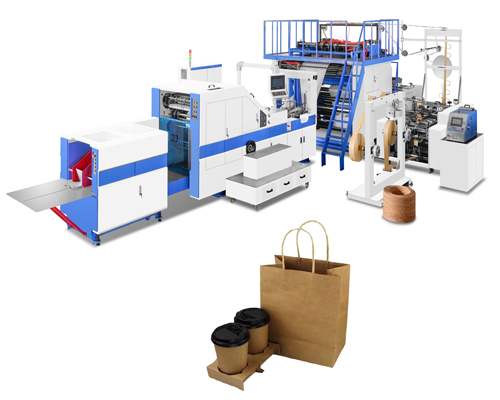 SQAURE BOTTOM PAPER BAG MACHINE  INLINE HANDLE ATTACHING